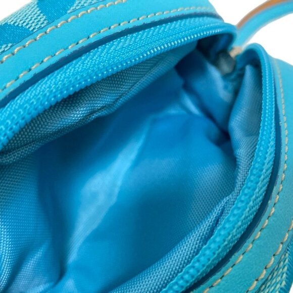 Auth COACH Signature - Light Blue Jacquard Leather Pouch - Picture 8 of 9